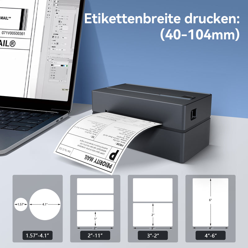 True Image TY813 Thermo-Versandetikettendrucker 4x6 – USB- und Bluetooth-kompatibel