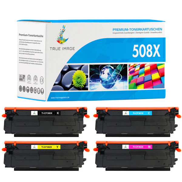 HP Color LaserJet Enterprise M553x Toner - Wiederaufbereitete HP 508A/508X CMYK Multipack