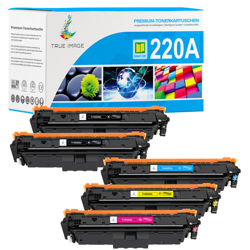 Kompatibel HP 220A CMYK Multipack Toner Patronen | Smart Chips | Tonerstand überwachen